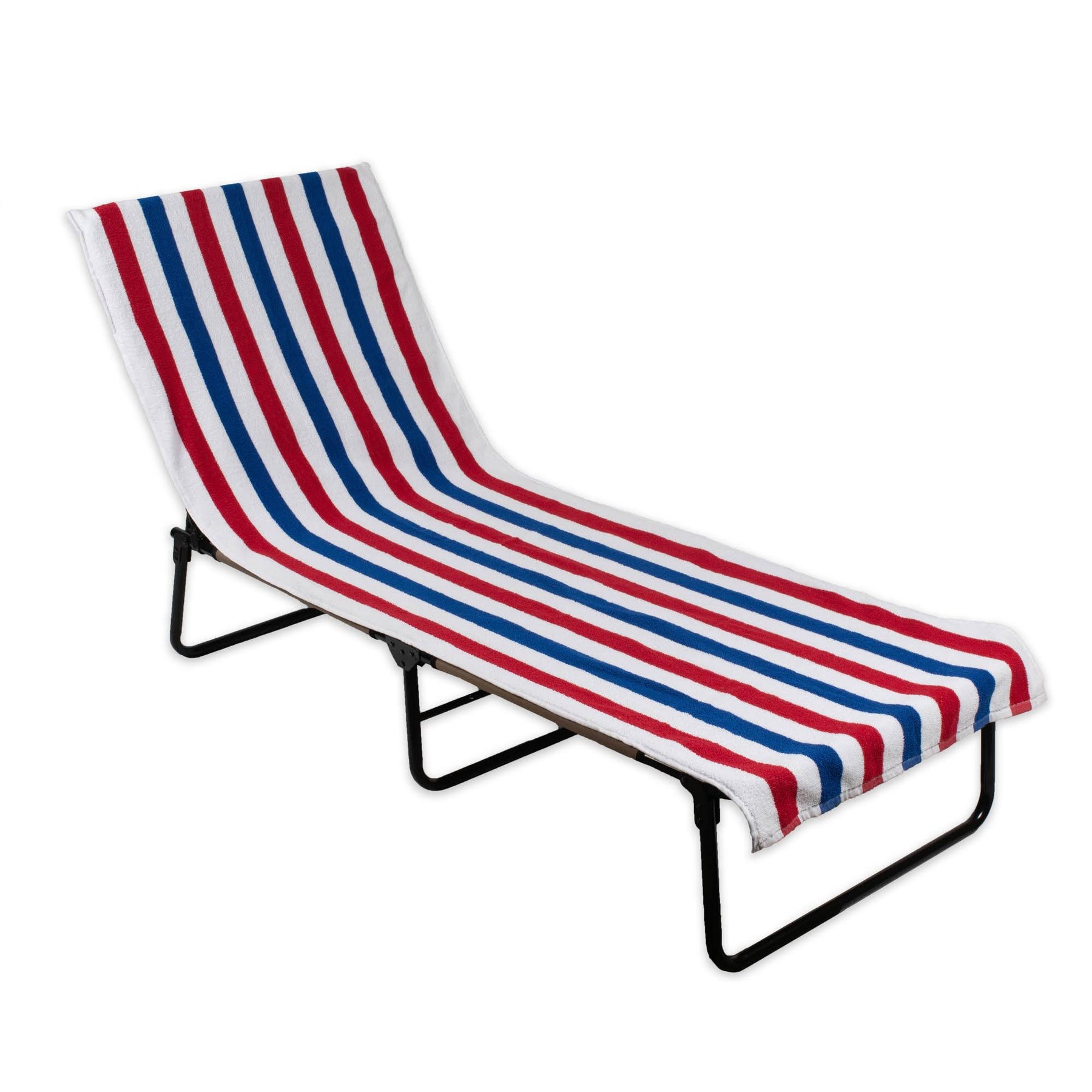 Design Imports 70338A 26 x 82 in. Red, White & Blue Stripe Lounge Chair Beach Towel with Top Fitted Pocket - Product image 1