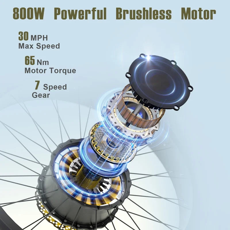 Electric Bike for Adults 20'', 800W UL2849 48V 32AH 110miles Long Range Ebike up to 30mph Full Suspension E - Product image 2