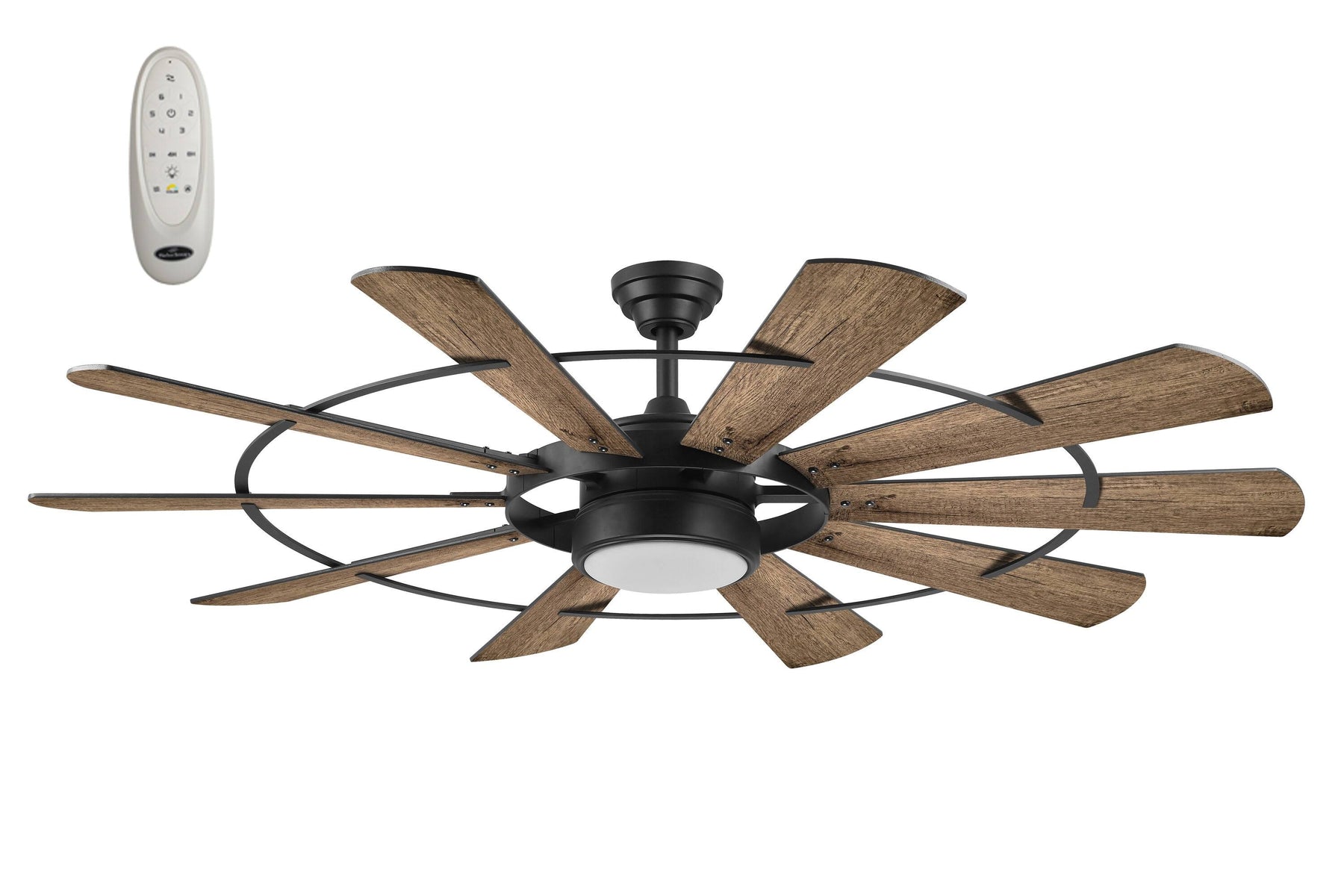 Harbor Breeze EUK60MBK10LR Henderson 60-in Matte Black LED Indoor Ceiling Fan with Light Remote (10-Blade) - Product image 1