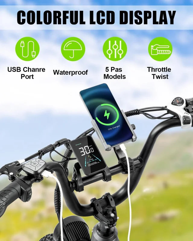 Electric Bike for Adults 20'', 800W UL2849 48V 32AH 110miles Long Range Ebike up to 30mph Full Suspension - Product image 11