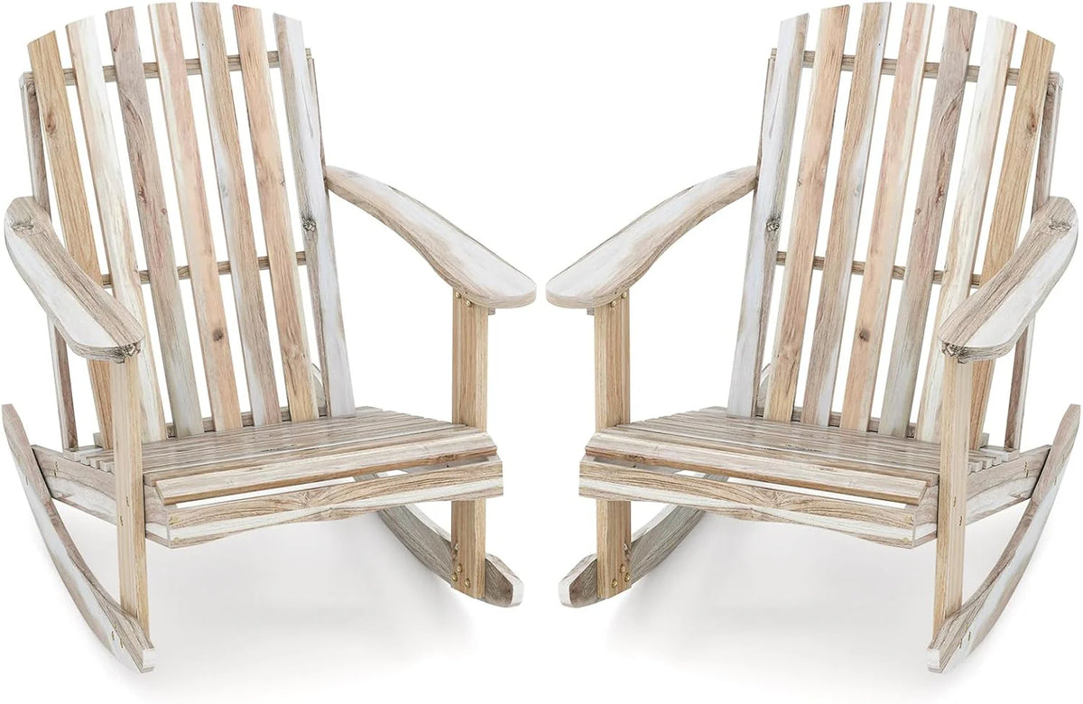 Tangkula Adirondack Rocking Chair with Slatted Seat and High Fanned Back - Product image 10