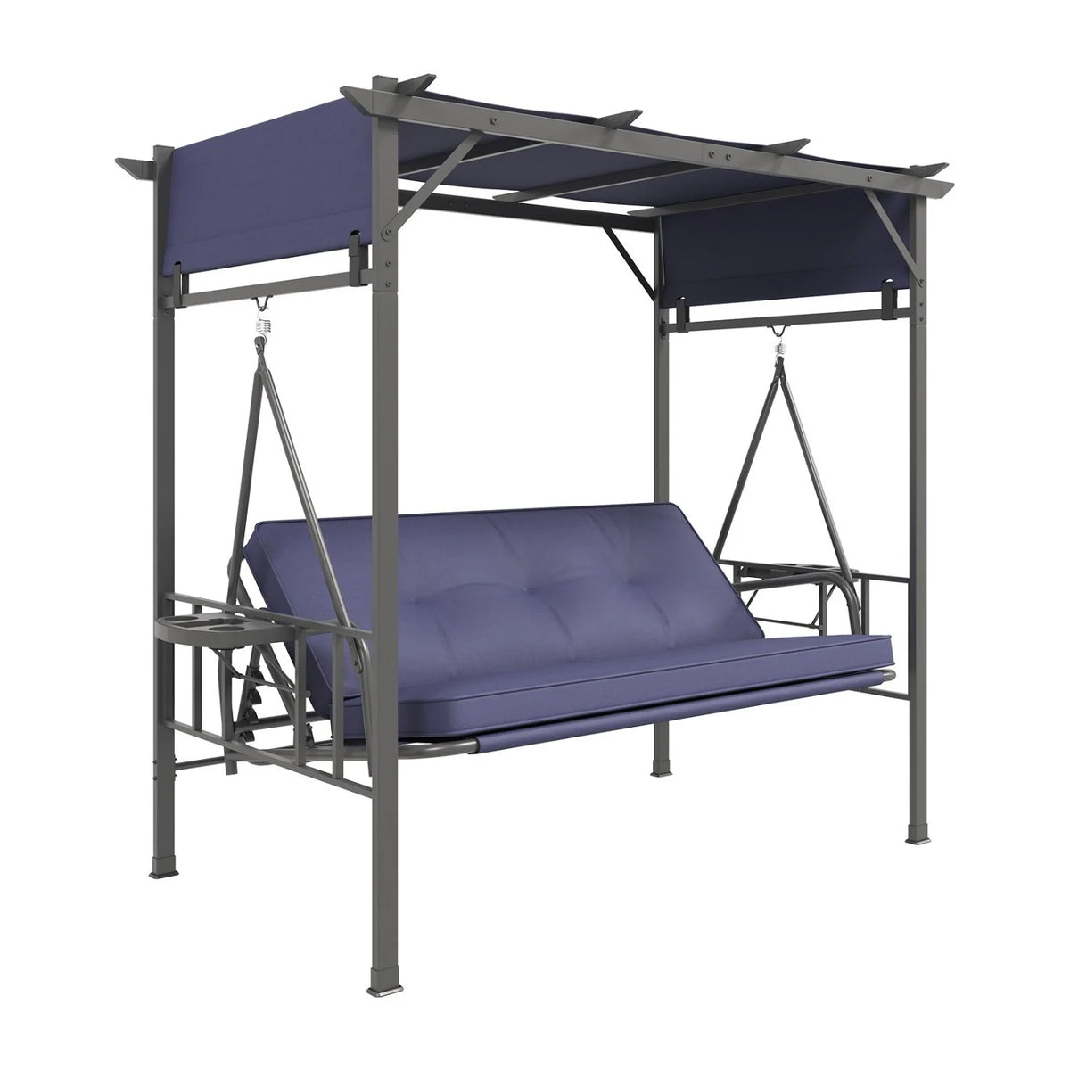 AECOJOY 2-in-1 Convertible Porch Swing Bed 3 Seat, Outdoor Patio Metal Pergola Swing - Product image 12