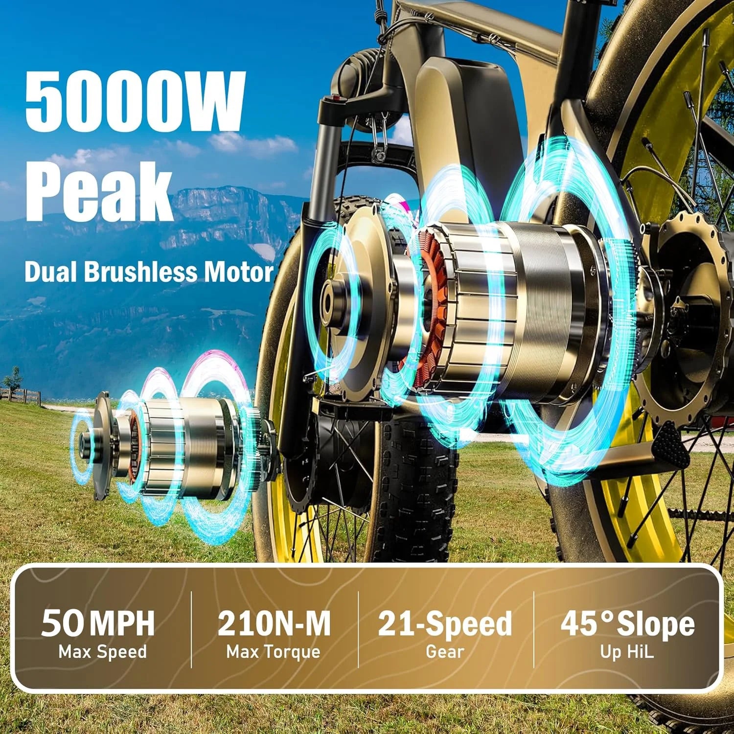 5000W (Peak) Electric - Bike for Adults, 60V 25AH Battery Electric Motorcycle, Dual - Motor - Product image 19