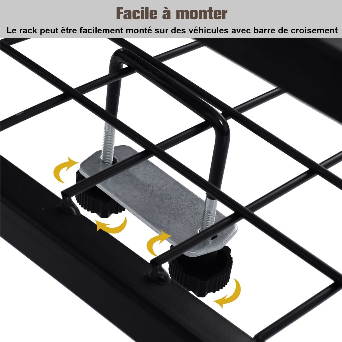 Roof Rack for Car in Metal 122.5x102CM with Air Deflector Capacity 75 KG Black Automotive Accessories -