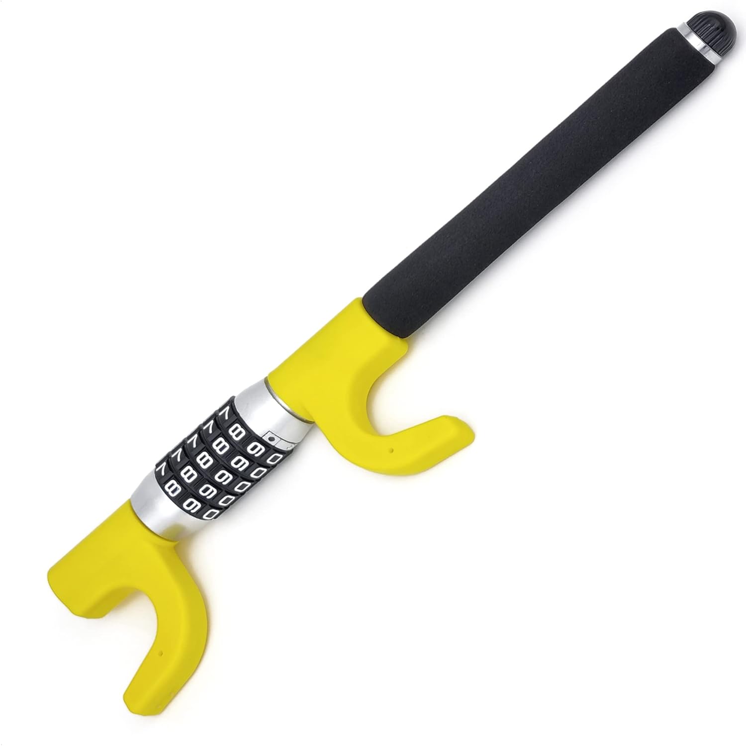 KRASER KR940B Car Anti-theft with Maximum Security Code, Yellow Rod More Visible and Deterrent, Robust Steering Wheel Lock with Emergency Hammer, Universal Anti-Theft Bar Block for Car, Motorhome