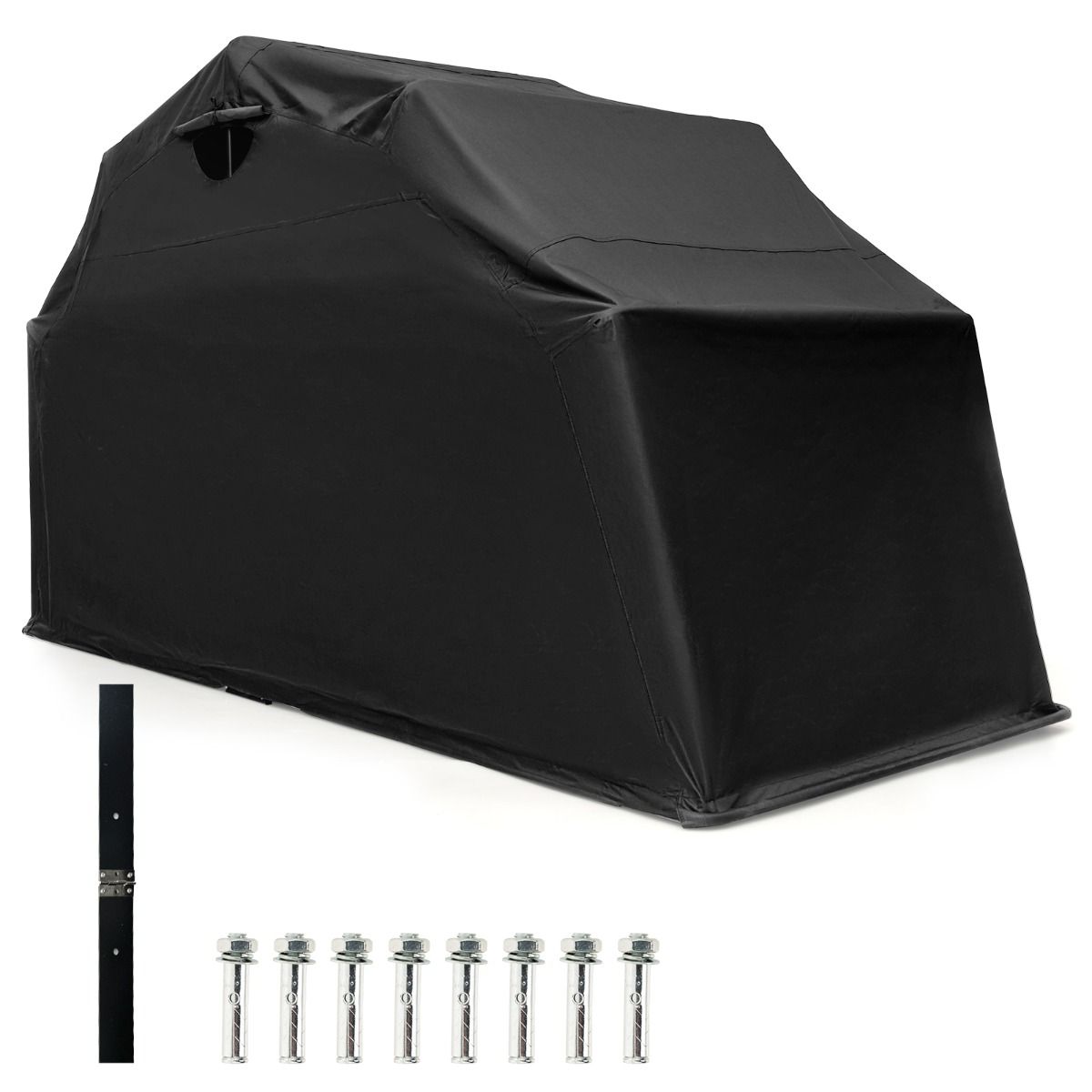 Outdoor Motorcycle Shelter Motorcycle Tent with Oxford Fabric Cover Roll-up Mesh Windows Waterproof Outdoor Motorcycle Cover for Motorcycle Bikes Tools Black -