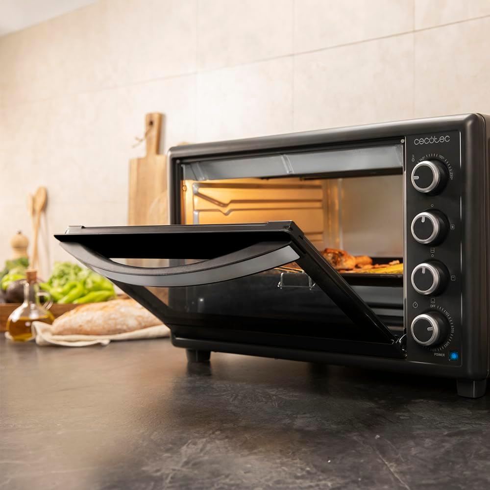Cecotec 60 Liter Convection Table Oven Bake&Toast 6090 Black Gyro, 2200 W, Interior Light, 12 Functions, Temperature Up to 230º, Double Glass Door, Includes Rotisserie