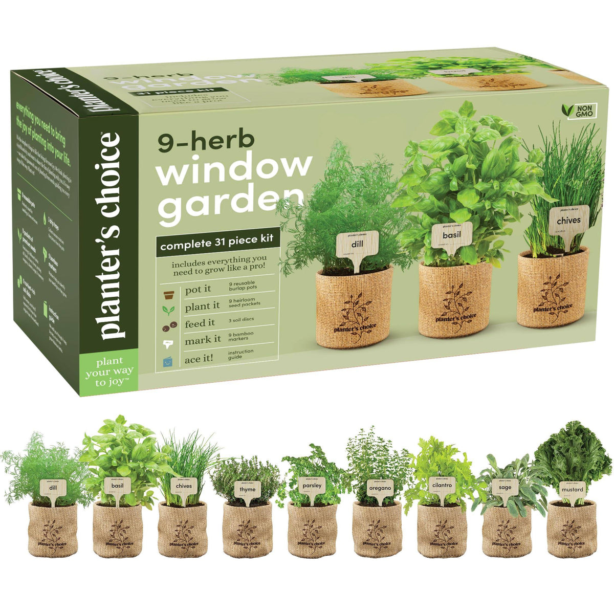 9 Herb Indoor Window Garden Kit - House Plants Seeds - Best Unique Gift Ideas for Women, Mom, Friend, Her - Product image 1