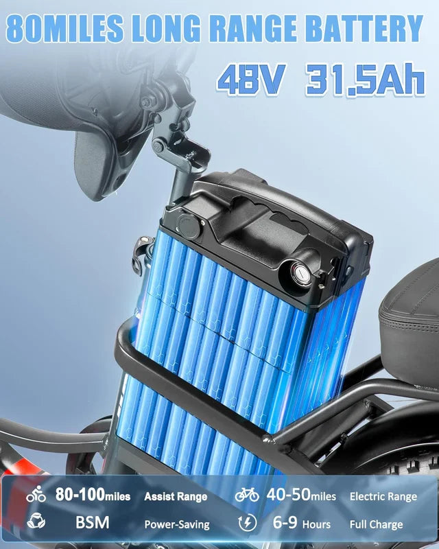 Electric Bike for Adults 20'', 800W UL2849 48V 32AH 110miles Long Range Ebike up to 30mph Full Suspension E - Product image 4
