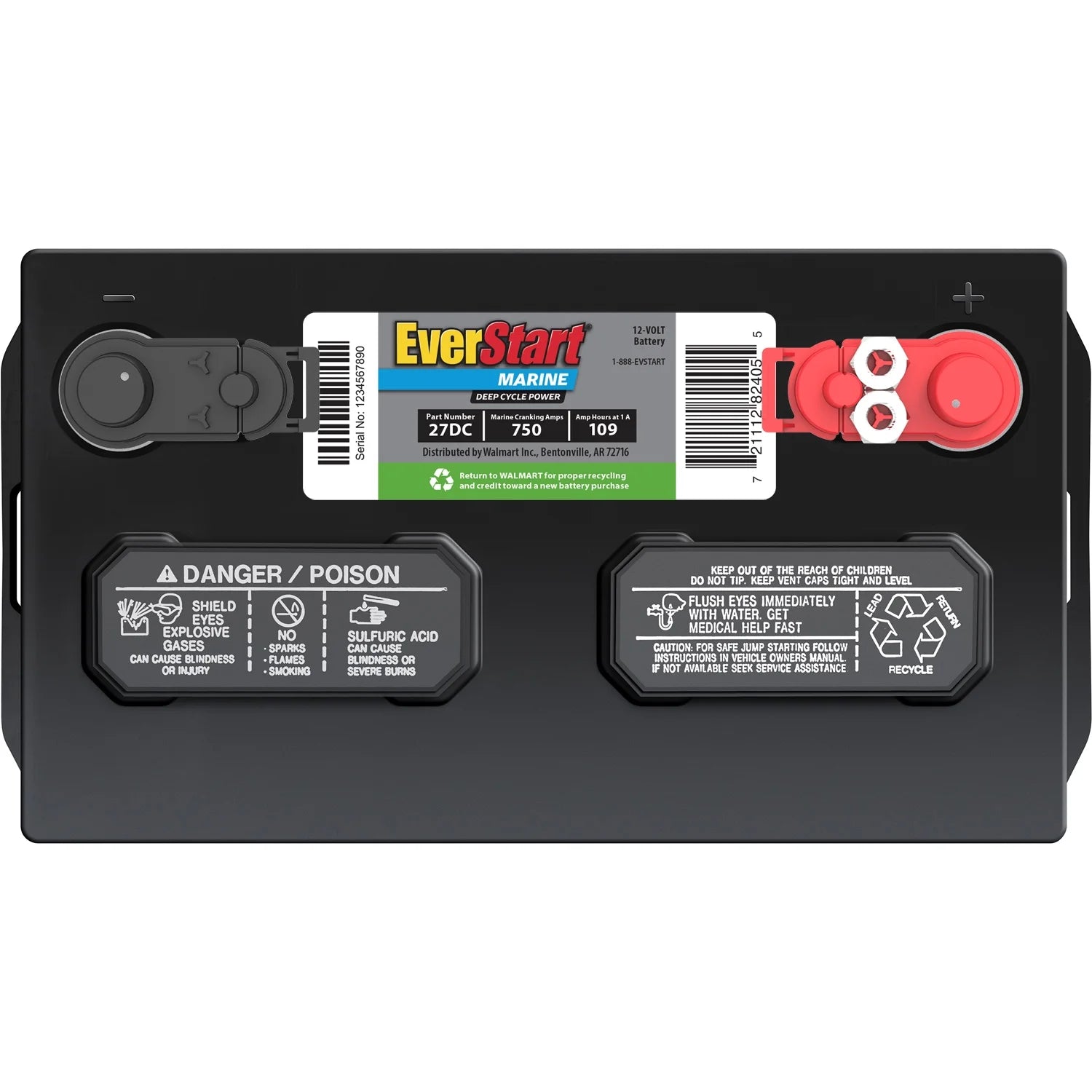 Everstart Lead Acid Marine & RV Deep Cycle Battery, Group Size 27DC 12 Volt, 750 Mca* - Product image 6