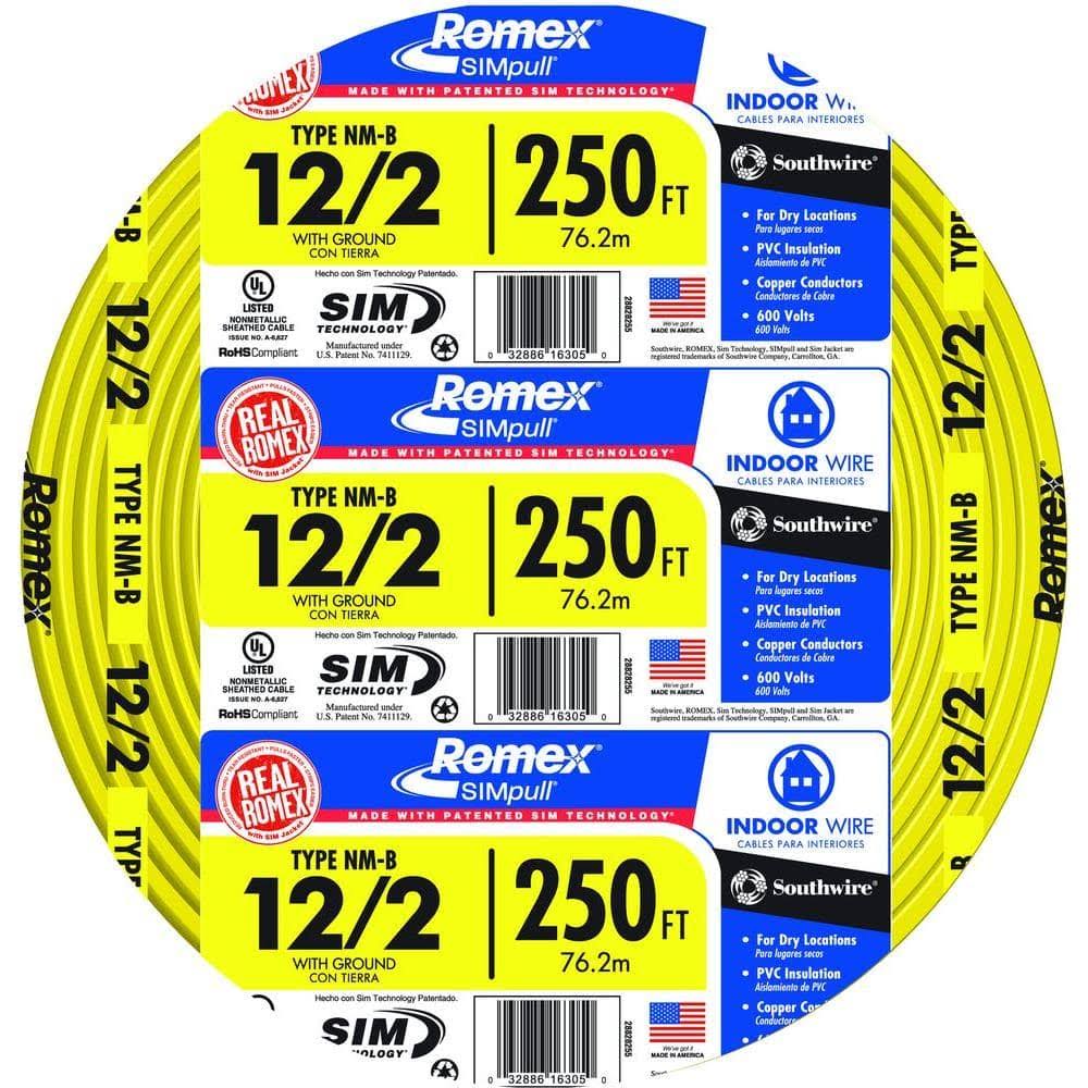 Southwire Romex SIMpull 250-ft 12/2 Non-Metallic Wire (By-the-Roll)(250 Feet) - Product image 1