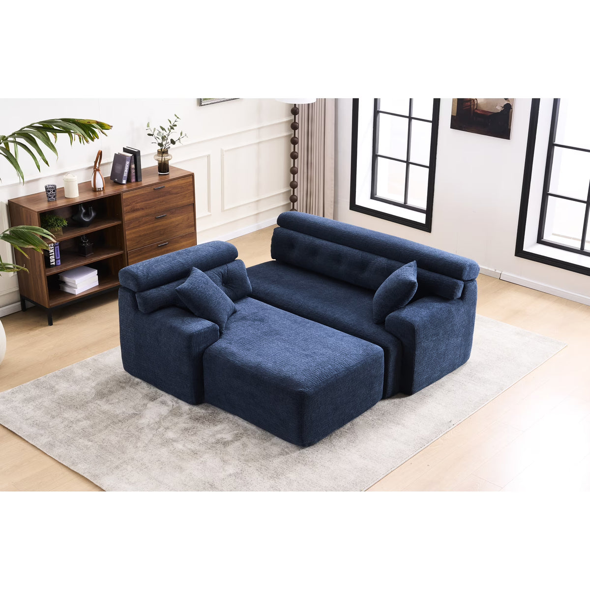 4 Compression, Antique Blue - Home Decor with Wider, Deep Seat & Elevated for Chic Living Couch Room - Product image 1