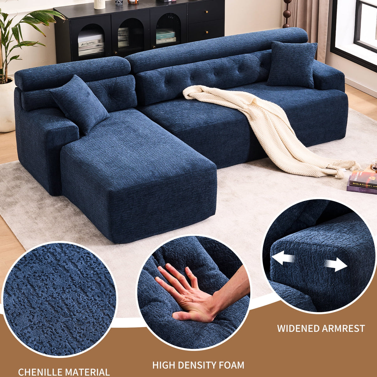 4 Compression, Antique Blue - Home Decor with Wider, Deep Seat & Elevated for Chic Living Couch Room - Product image 8