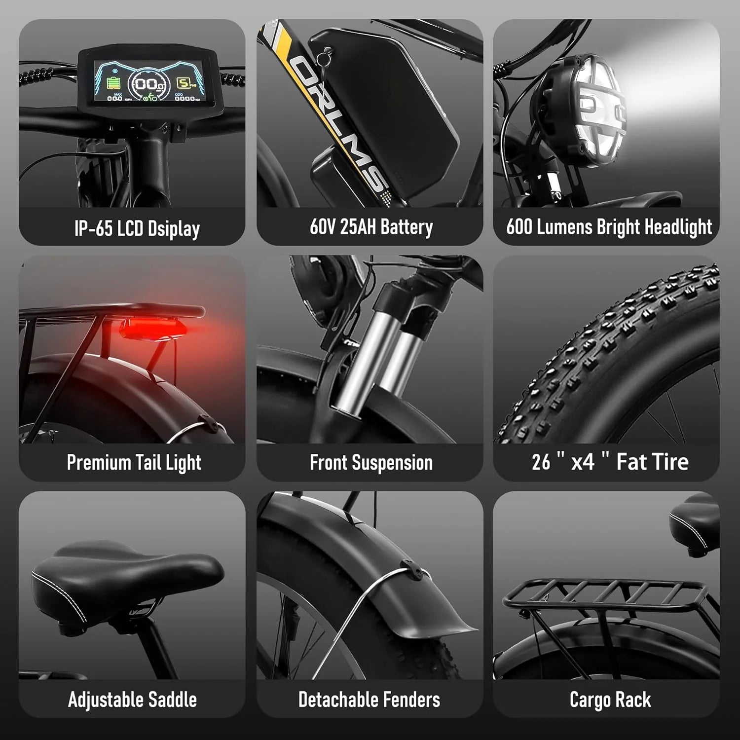 5000W (Peak) Electric - Bike for Adults, 60V 25AH Battery Electric Motorcycle, Dual - Motor - Product image 24