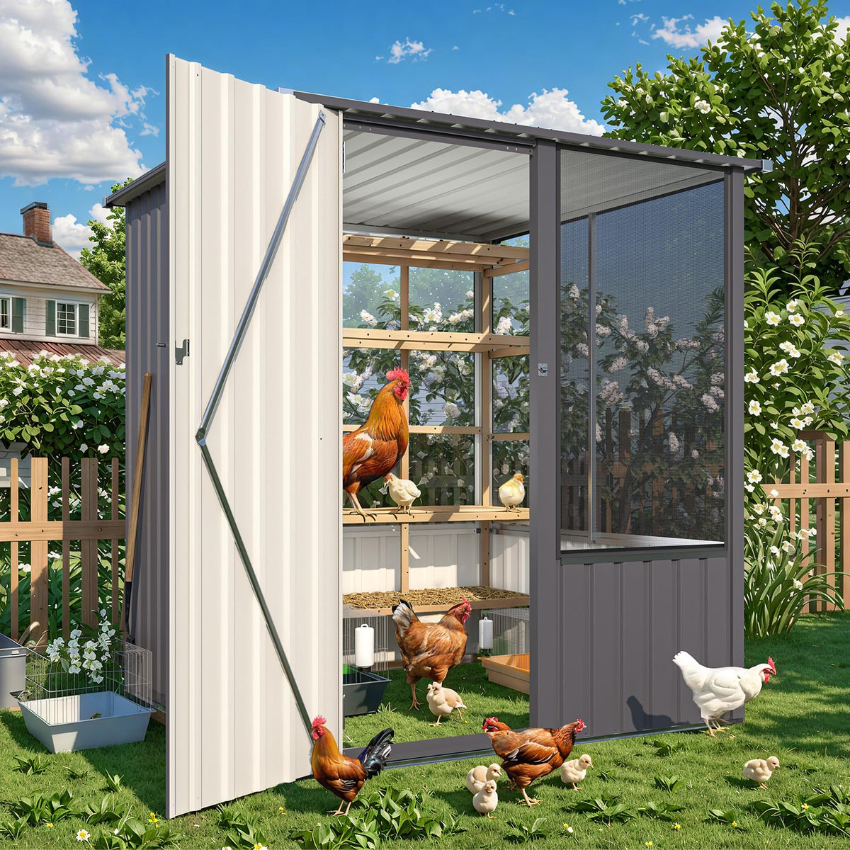 AECOJOY 5x5 FT Storage Shed, Metal Sheds & Outdoor Storage with Lockable Doors and Ventilated Mesh - Product image 9