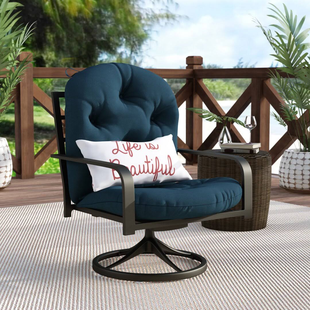 Bay Isle Home Lounge Chair CUSHION; Solid Twill - Indigo (Blue) - Product image 1