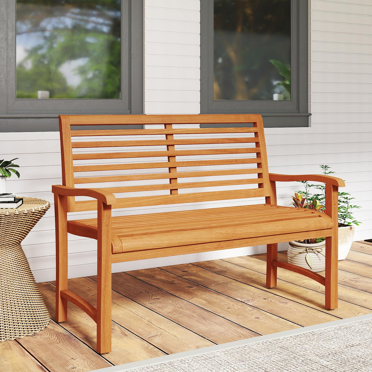 Tangkula Patio Garden Park Bench with Slatted Backrest & Seat - Product image 5
