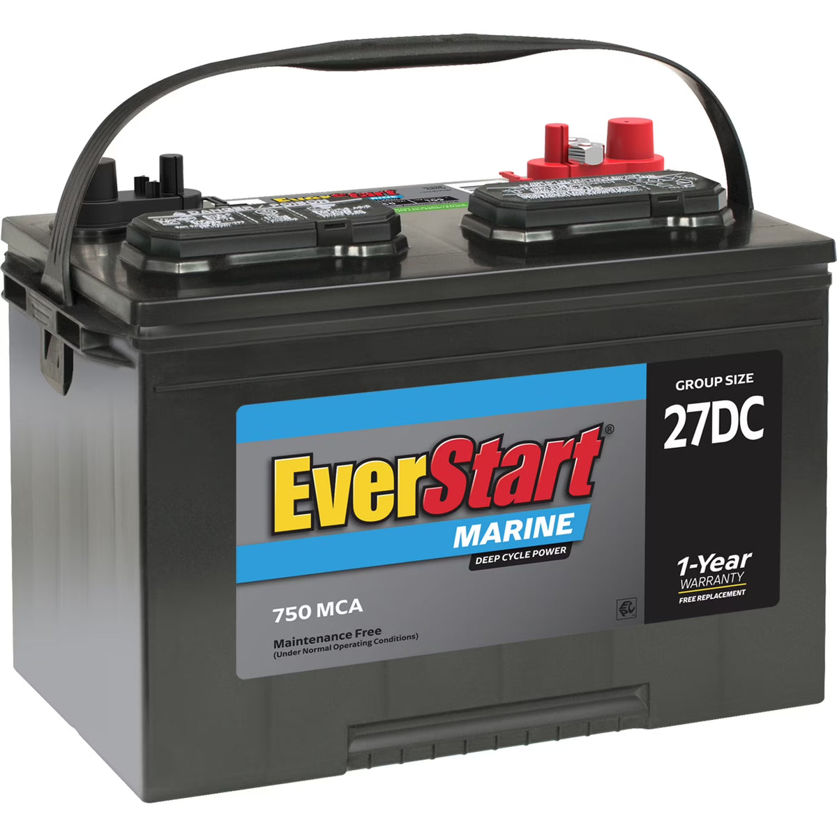 Everstart Lead Acid Marine & RV Deep Cycle Battery, Group Size 27DC 12 Volt, 750 Mca* - Product image 2