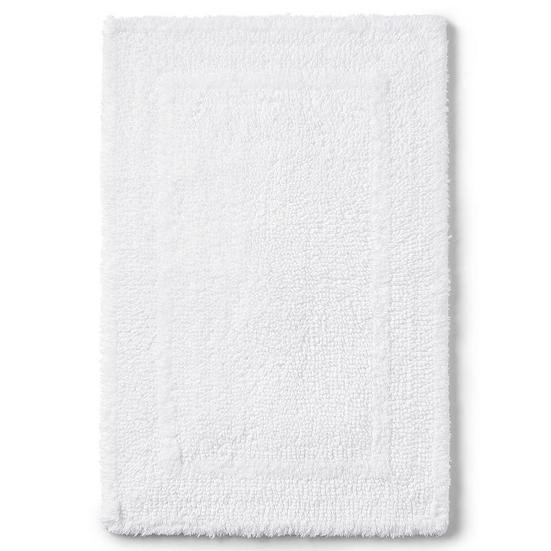 Lands' End Essential Reversible Bath Rug, White, 16x23 - Product image 1