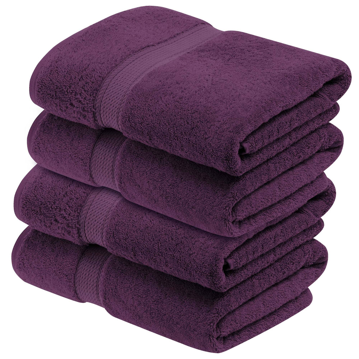 Superior Egyptian Cotton Plush Absorbent 4-pc Bath Towel Set, Plum - Product image 1